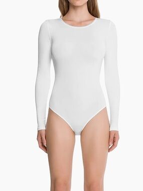 Wolford White Long-Sleeve Crew Neck Bodysuit